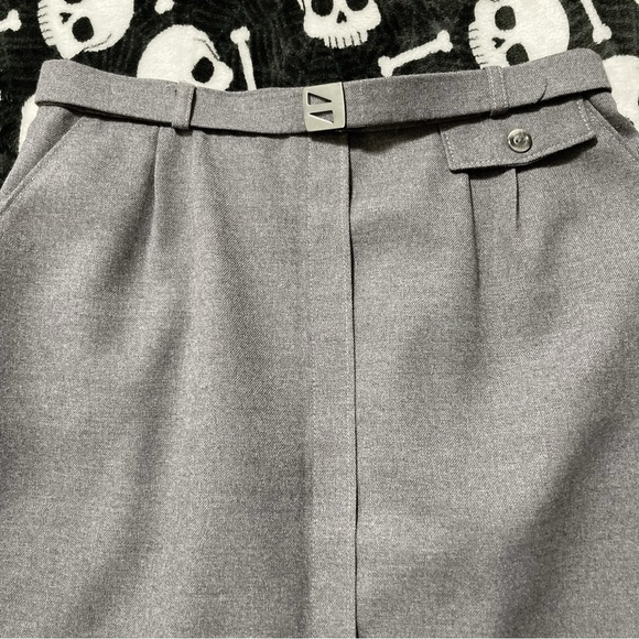 IMAGINE ME! Vintage grey a-line pencil skirt ~ SMALL MEDIUM business suit skirt - Picture 4 of 13